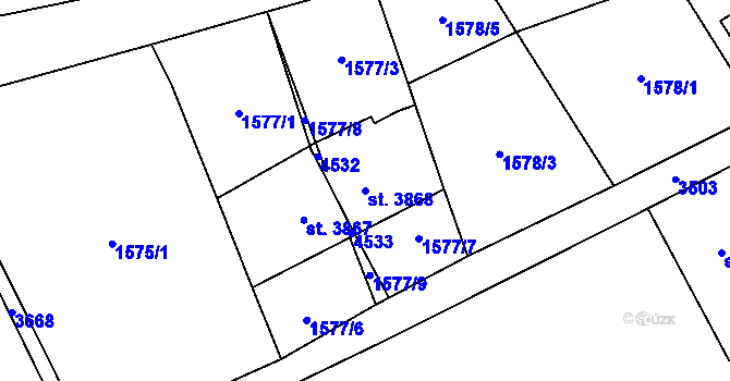 Parcela st. 3868 v KÚ Zlín, Katastrální mapa