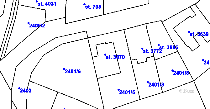 Parcela st. 3870 v KÚ Zlín, Katastrální mapa