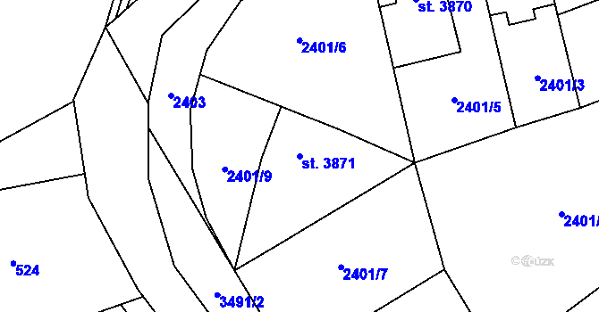 Parcela st. 3871 v KÚ Zlín, Katastrální mapa