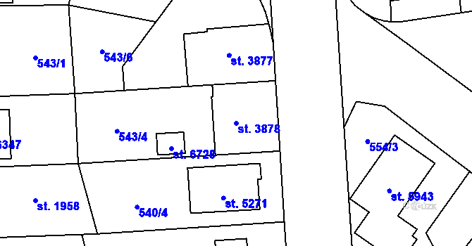 Parcela st. 3878 v KÚ Zlín, Katastrální mapa