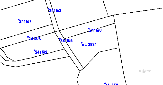 Parcela st. 3881 v KÚ Zlín, Katastrální mapa