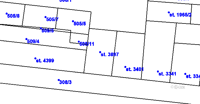 Parcela st. 3897 v KÚ Zlín, Katastrální mapa