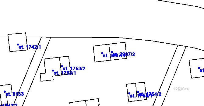 Parcela st. 3907/1 v KÚ Zlín, Katastrální mapa