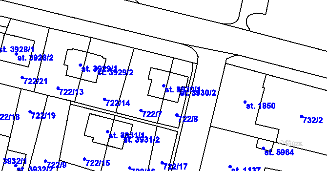 Parcela st. 3930/1 v KÚ Zlín, Katastrální mapa