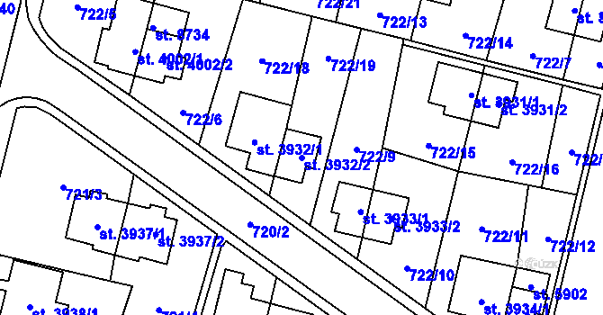 Parcela st. 3932/2 v KÚ Zlín, Katastrální mapa