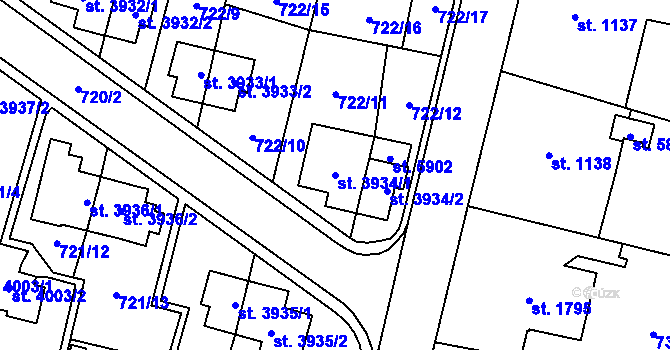 Parcela st. 3934/1 v KÚ Zlín, Katastrální mapa