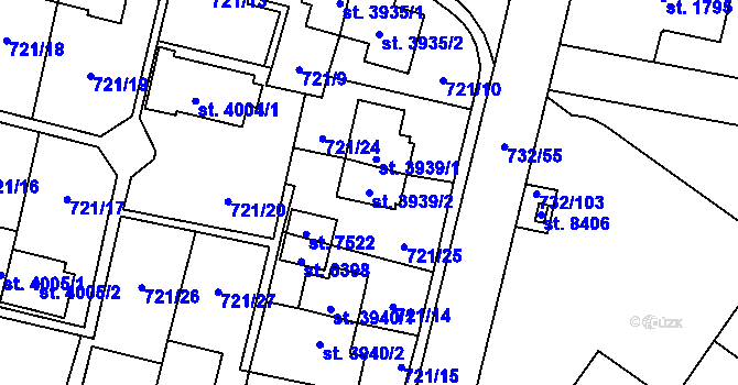 Parcela st. 3939/2 v KÚ Zlín, Katastrální mapa
