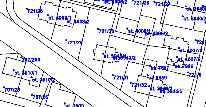 Parcela st. 3943/1 v KÚ Zlín, Katastrální mapa