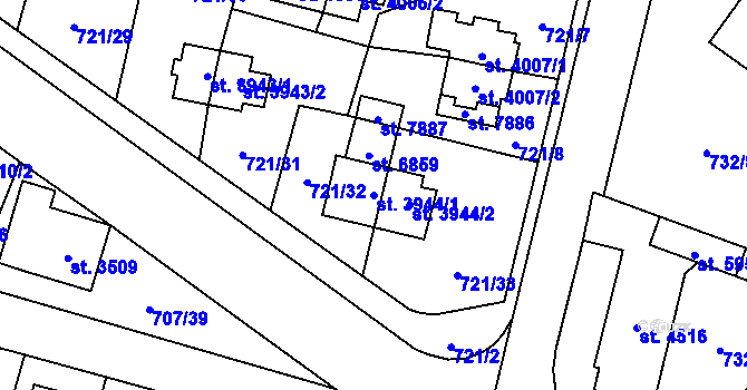 Parcela st. 3944/1 v KÚ Zlín, Katastrální mapa