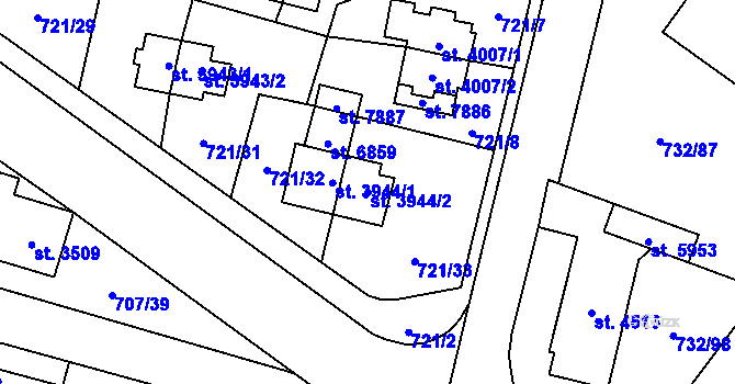 Parcela st. 3944/2 v KÚ Zlín, Katastrální mapa