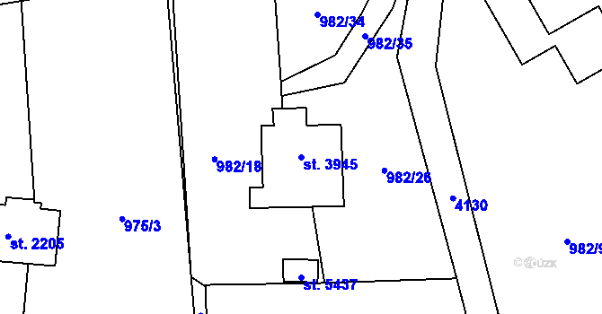 Parcela st. 3945 v KÚ Zlín, Katastrální mapa