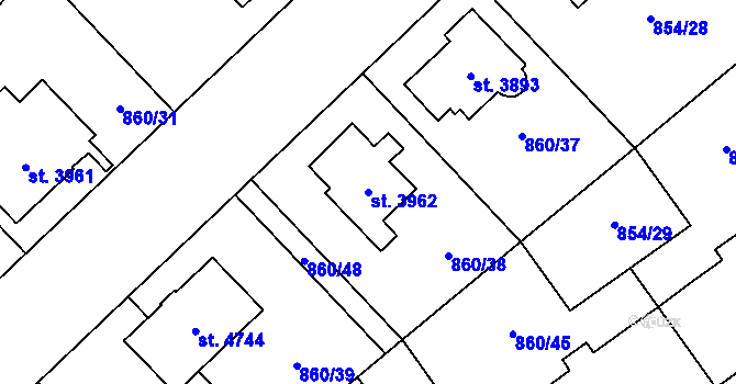 Parcela st. 3962 v KÚ Zlín, Katastrální mapa