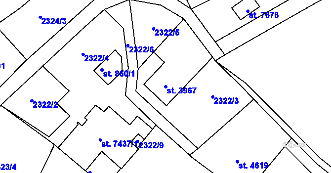 Parcela st. 3967 v KÚ Zlín, Katastrální mapa
