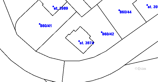 Parcela st. 3974 v KÚ Zlín, Katastrální mapa