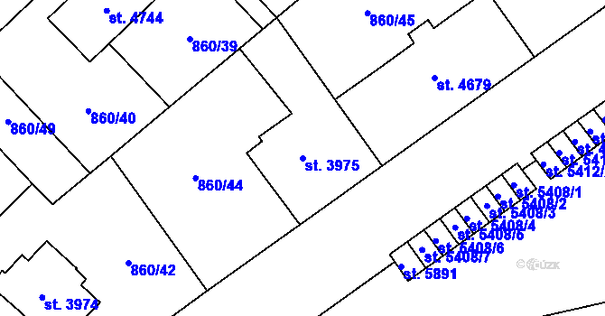 Parcela st. 3975 v KÚ Zlín, Katastrální mapa