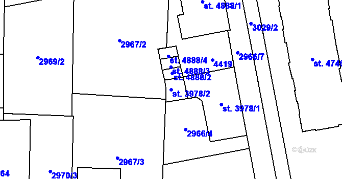 Parcela st. 3978/2 v KÚ Zlín, Katastrální mapa