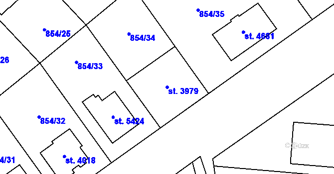 Parcela st. 3979 v KÚ Zlín, Katastrální mapa