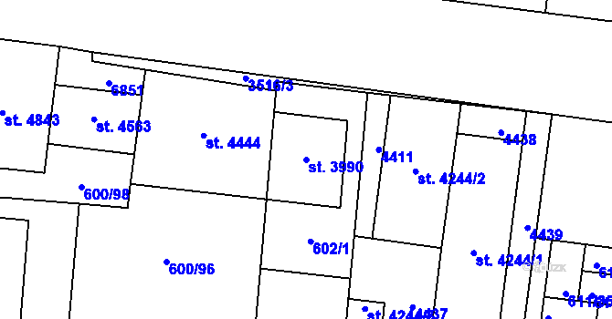 Parcela st. 3990 v KÚ Zlín, Katastrální mapa