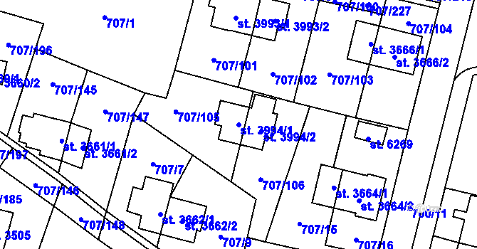 Parcela st. 3994/1 v KÚ Zlín, Katastrální mapa