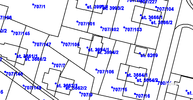 Parcela st. 3994/2 v KÚ Zlín, Katastrální mapa