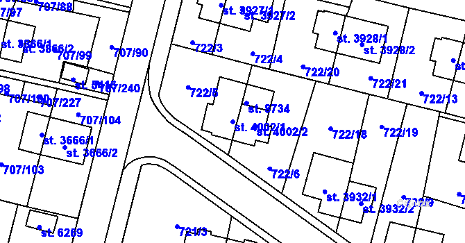 Parcela st. 4002/1 v KÚ Zlín, Katastrální mapa