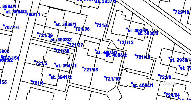 Parcela st. 4003/1 v KÚ Zlín, Katastrální mapa
