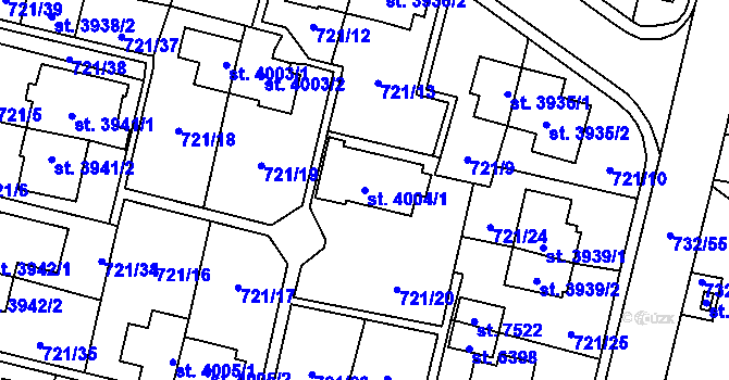 Parcela st. 4004/1 v KÚ Zlín, Katastrální mapa
