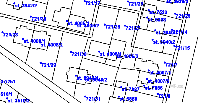 Parcela st. 4006/1 v KÚ Zlín, Katastrální mapa