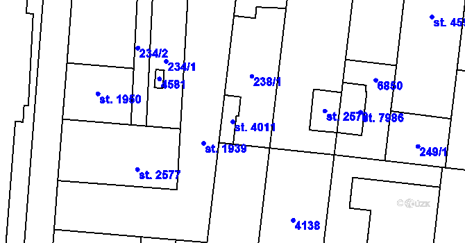 Parcela st. 4011 v KÚ Zlín, Katastrální mapa