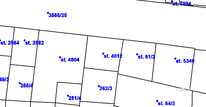 Parcela st. 4012 v KÚ Zlín, Katastrální mapa