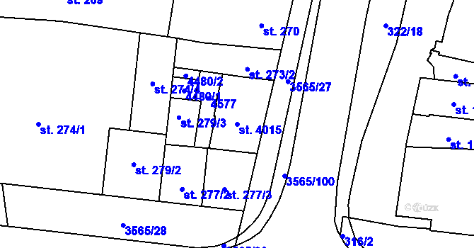 Parcela st. 4015 v KÚ Zlín, Katastrální mapa
