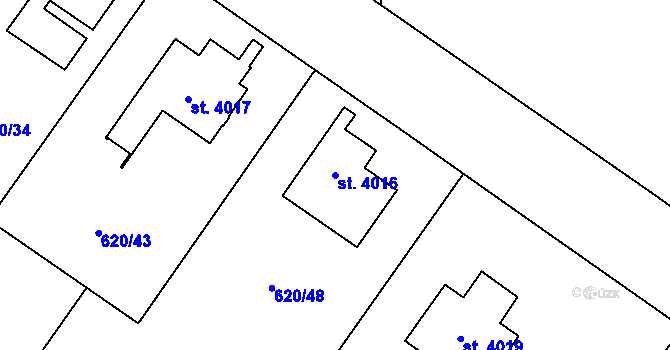 Parcela st. 4016 v KÚ Zlín, Katastrální mapa