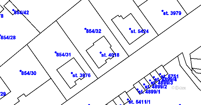 Parcela st. 4018 v KÚ Zlín, Katastrální mapa
