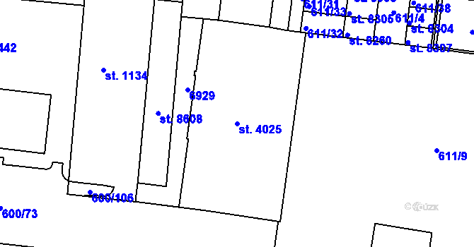 Parcela st. 4025 v KÚ Zlín, Katastrální mapa