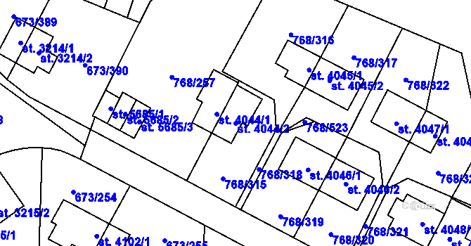 Parcela st. 4044/2 v KÚ Zlín, Katastrální mapa