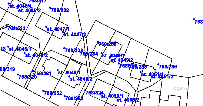 Parcela st. 4049/1 v KÚ Zlín, Katastrální mapa