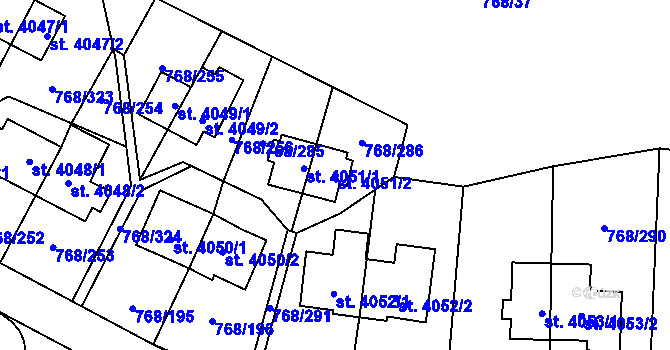 Parcela st. 4051/2 v KÚ Zlín, Katastrální mapa