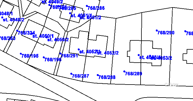 Parcela st. 4052/2 v KÚ Zlín, Katastrální mapa