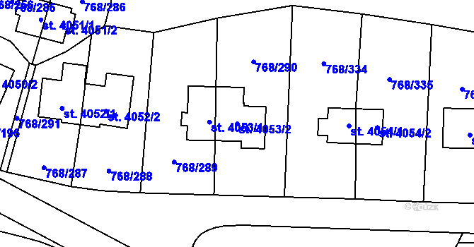 Parcela st. 4053/2 v KÚ Zlín, Katastrální mapa