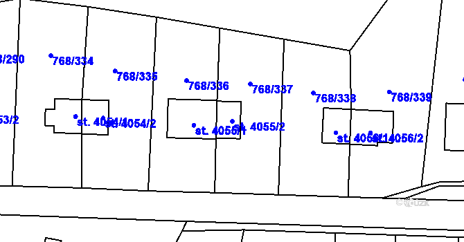 Parcela st. 4055/2 v KÚ Zlín, Katastrální mapa
