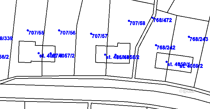 Parcela st. 4058/1 v KÚ Zlín, Katastrální mapa