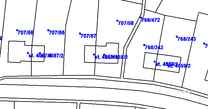Parcela st. 4058/2 v KÚ Zlín, Katastrální mapa