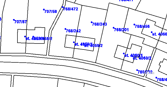 Parcela st. 4059/2 v KÚ Zlín, Katastrální mapa