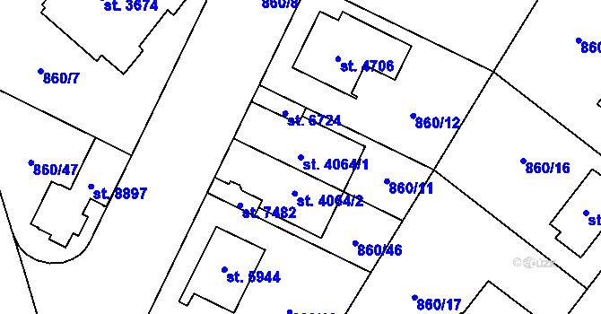 Parcela st. 4064/1 v KÚ Zlín, Katastrální mapa
