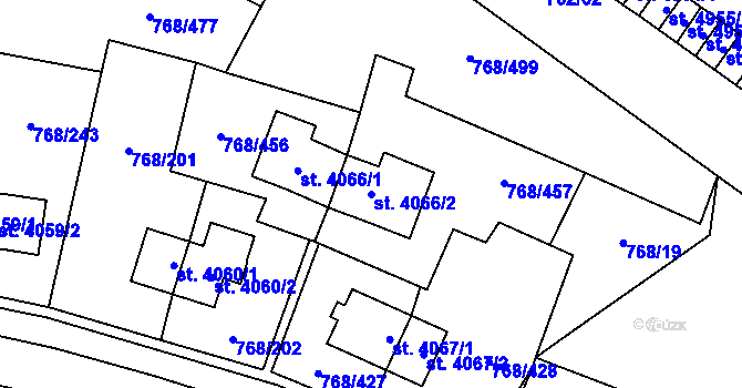 Parcela st. 4066/2 v KÚ Zlín, Katastrální mapa