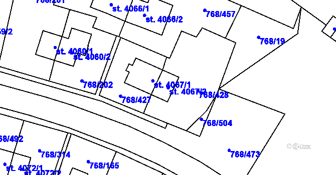 Parcela st. 4067/2 v KÚ Zlín, Katastrální mapa