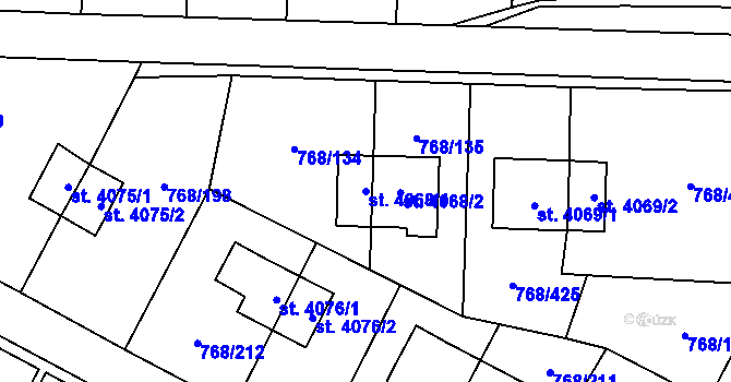 Parcela st. 4068/1 v KÚ Zlín, Katastrální mapa