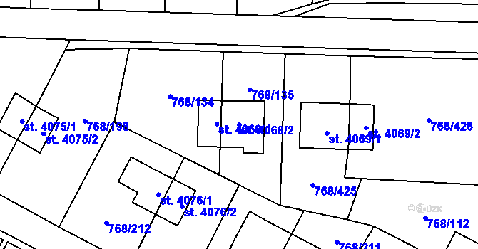 Parcela st. 4068/2 v KÚ Zlín, Katastrální mapa