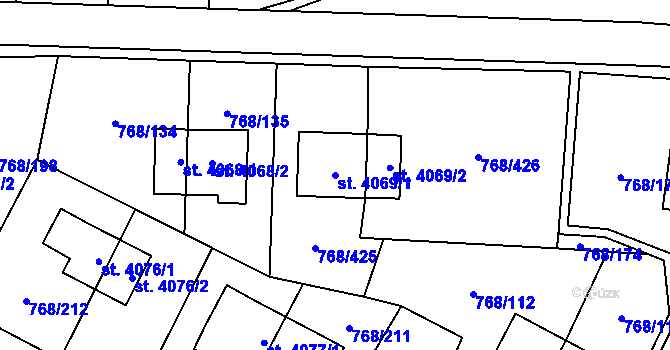 Parcela st. 4069/1 v KÚ Zlín, Katastrální mapa