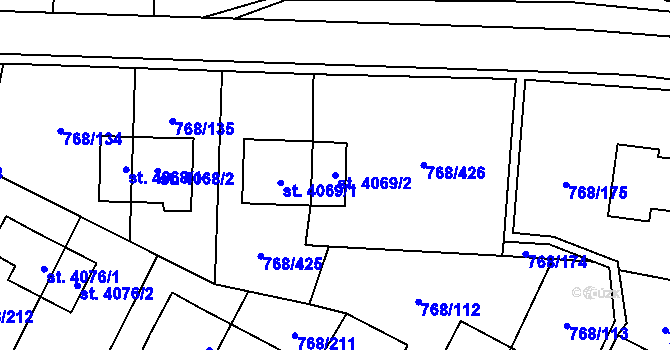 Parcela st. 4069/2 v KÚ Zlín, Katastrální mapa